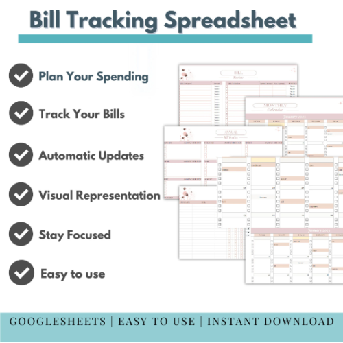 Month Bill Tracker Spreadsheet Bill Calendar Spreadsheet Google Sheets Bill Payment Planner Personal Finance Dashboard