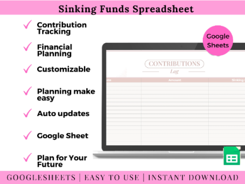 Sinking Funds Google Spreadsheet Savings Tracker Money Planning Achieve Your Personal Financial Goals Easy to Use Organizer Finance Book