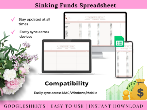 Sinking Funds Google Spreadsheet Savings Tracker Money Planning Achieve Your Personal Financial Goals Easy to Use Organizer Finance Book