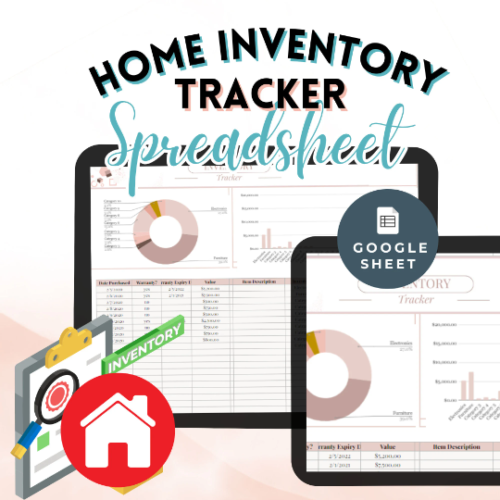 Google Sheets Home Inventory TemplateTracker Editable Printable kitchen Inventory Management Home Inventory Business Inventory