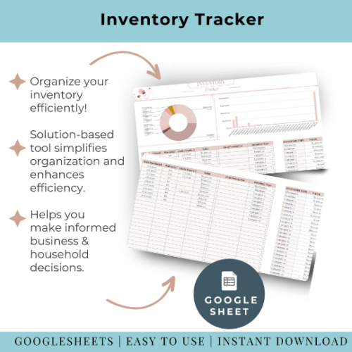 Google Sheets Home Inventory TemplateTracker Editable Printable kitchen Inventory Management Home Inventory Business Inventory