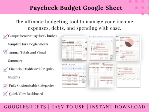 Ultimate Paycheck Budget Template Paycheck Budget Overview Template Bi weekly paycheck budget Sheet Paycheck planner book Google Sheet