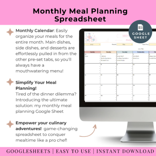 Meal Plan Spreadsheet Template Google Sheets Weekly Meal Plan Spreadsheet Monthly Template Grocery List Automatic Updates Dashboard Simple