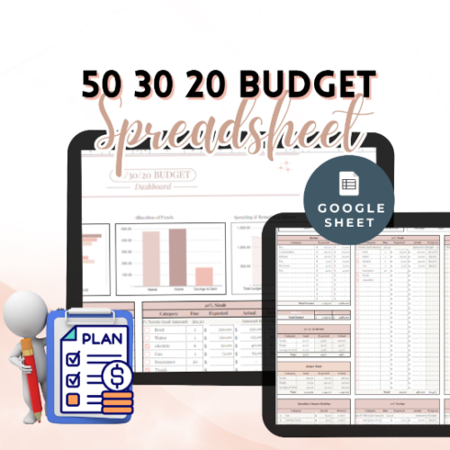 50-30-20 Budget Template 50 30 20 spreadsheet 50 30 20 Budget Google Sheets 50/30/20 monthly budget dashboard 50 30 20 Budget Excel Template