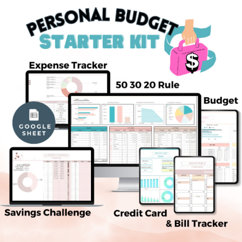 Budget Spreadsheet Template Savings Challenge 50 30 20 Budget Google Sheets Bill Schedule Expense Tracker Bundle Starter Kit Credit Card