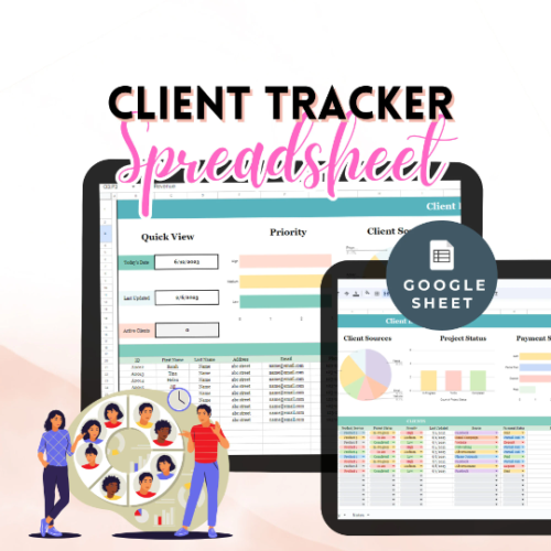 Google Sheets Project Management Dashboard Client & Task Tracker Business Planner Spreadsheet Database Template Communication Log Leads