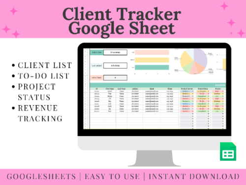 Google Sheets Project Management Dashboard Client & Task Tracker Business Planner Spreadsheet Database Template Communication Log Leads