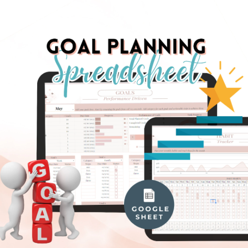 Goal Planning Google Sheet Spreadsheet Template Habit Tracker Fully Automated All in One Life Kids Business Personal Worksheet Real Estate