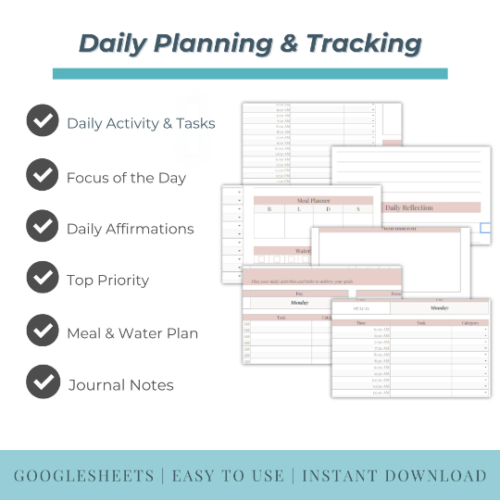 Goal Planning Google Sheet Spreadsheet Template Habit Tracker Fully Automated All in One Life Kids Business Personal Worksheet Real Estate