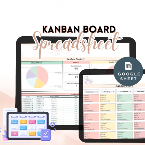 Google Sheets Kanban Board Project Management Template Kanban Chart Template