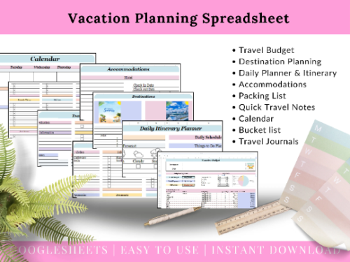 Travel Spreadsheet Template Ultimate Vacation Planning Template Google Sheets Budget Itinerary Packing ListDestination Planning Daily To-Do