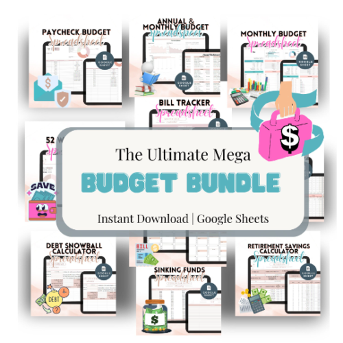 Mega Budget Spreadsheet in Google Sheets Bundle is the All-In-One Solution for a Simple Household Budget Template Budget Plans Great for Single Moms, Families and couples