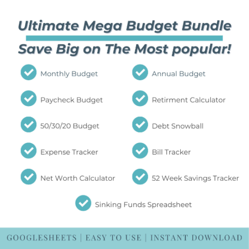 Mega Budget Spreadsheet in Google Sheets Bundle is the All-In-One Solution for a Simple Household Budget Template Budget Plans Great for Single Moms, Families and couples