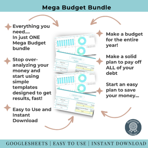 Mega Budget Spreadsheet in Google Sheets Bundle is the All-In-One Solution for a Simple Household Budget Template Budget Plans Great for Single Moms, Families and couples